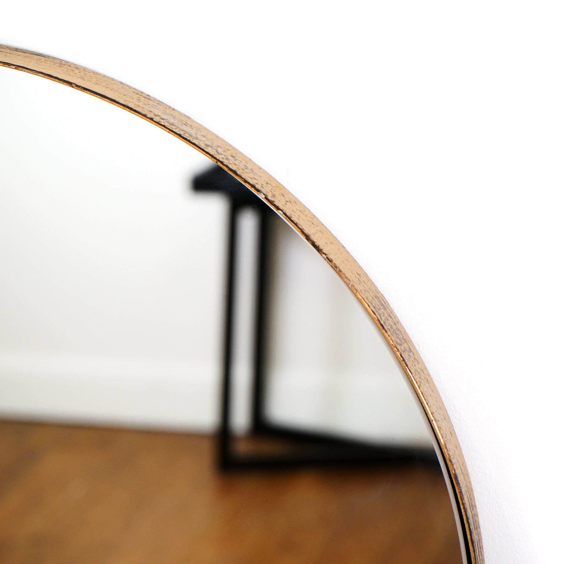 Detail shot of Full Length Gold Arched Large Metal Mirror arch