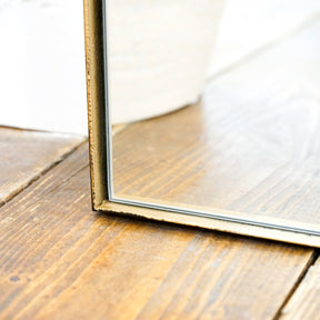 detail shot of Full Length Gold Arched Large Metal Mirror corner