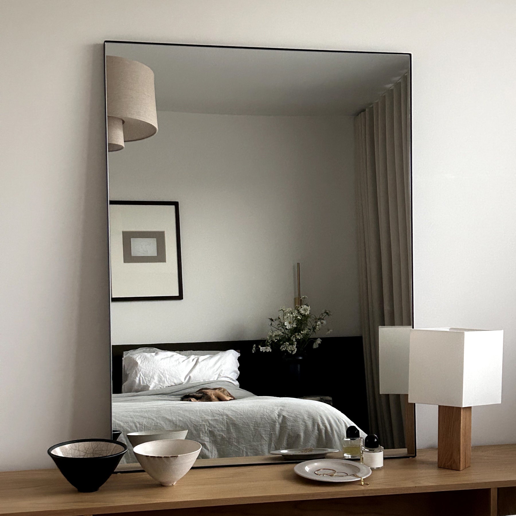 Theo - Black Rectangular Metal Large Wall Mirror 120cm x 90cm