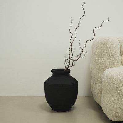Toledo - Small Black Textured Terracotta Vase