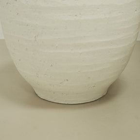 Detail shot of White Textured Terracotta Vase base