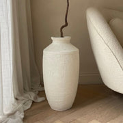 White Textured Terracotta Large Vase with plant