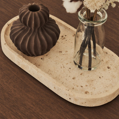 Travara - Cream Travertine Oval Decorative Tray