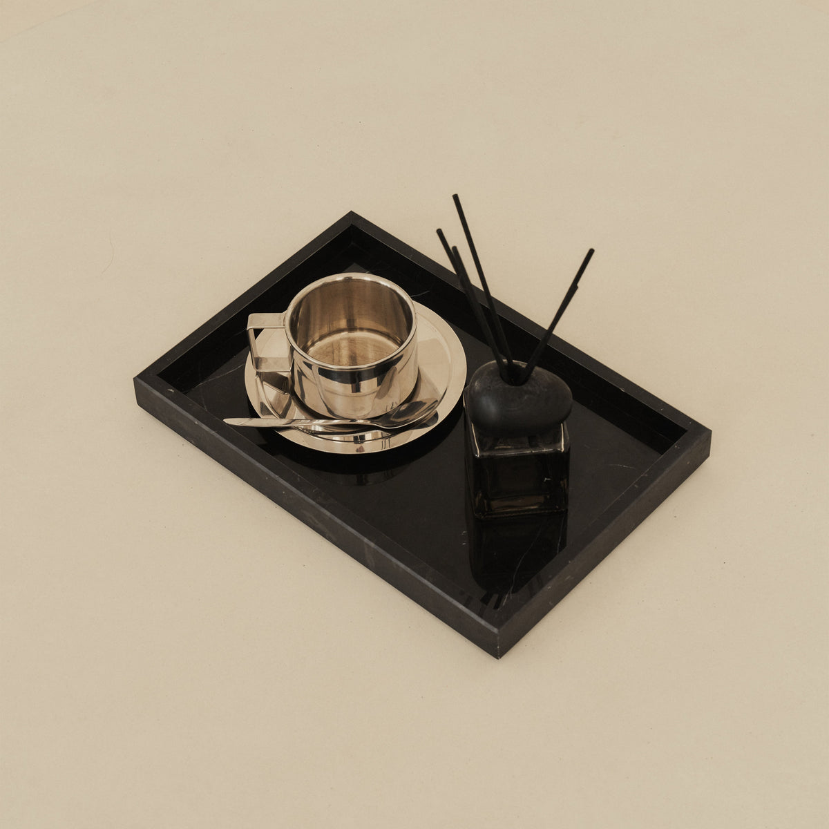Travara - Black Marble Large Rectangular Decorative Tray