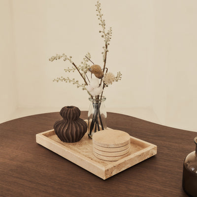 Travara - Cream Travertine Large Rectangular Decorative Tray