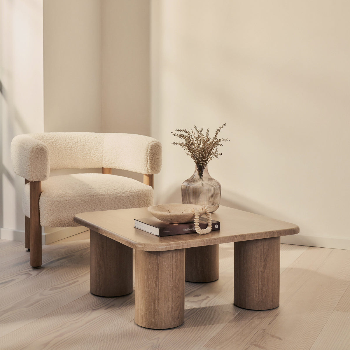 Alina - Washed Wood Square Large Wooden Coffee Table