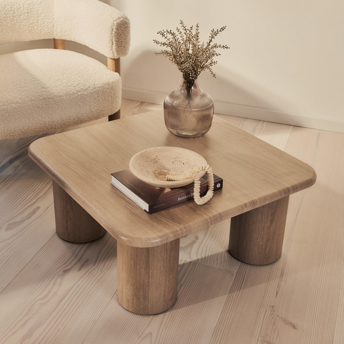 Alina - Washed Wood Square Large Wooden Coffee Table