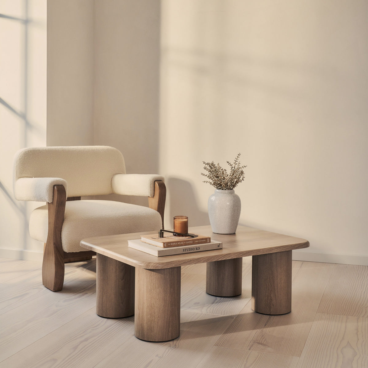 Alina - Washed Wood Rectangular Large Wooden Coffee Table