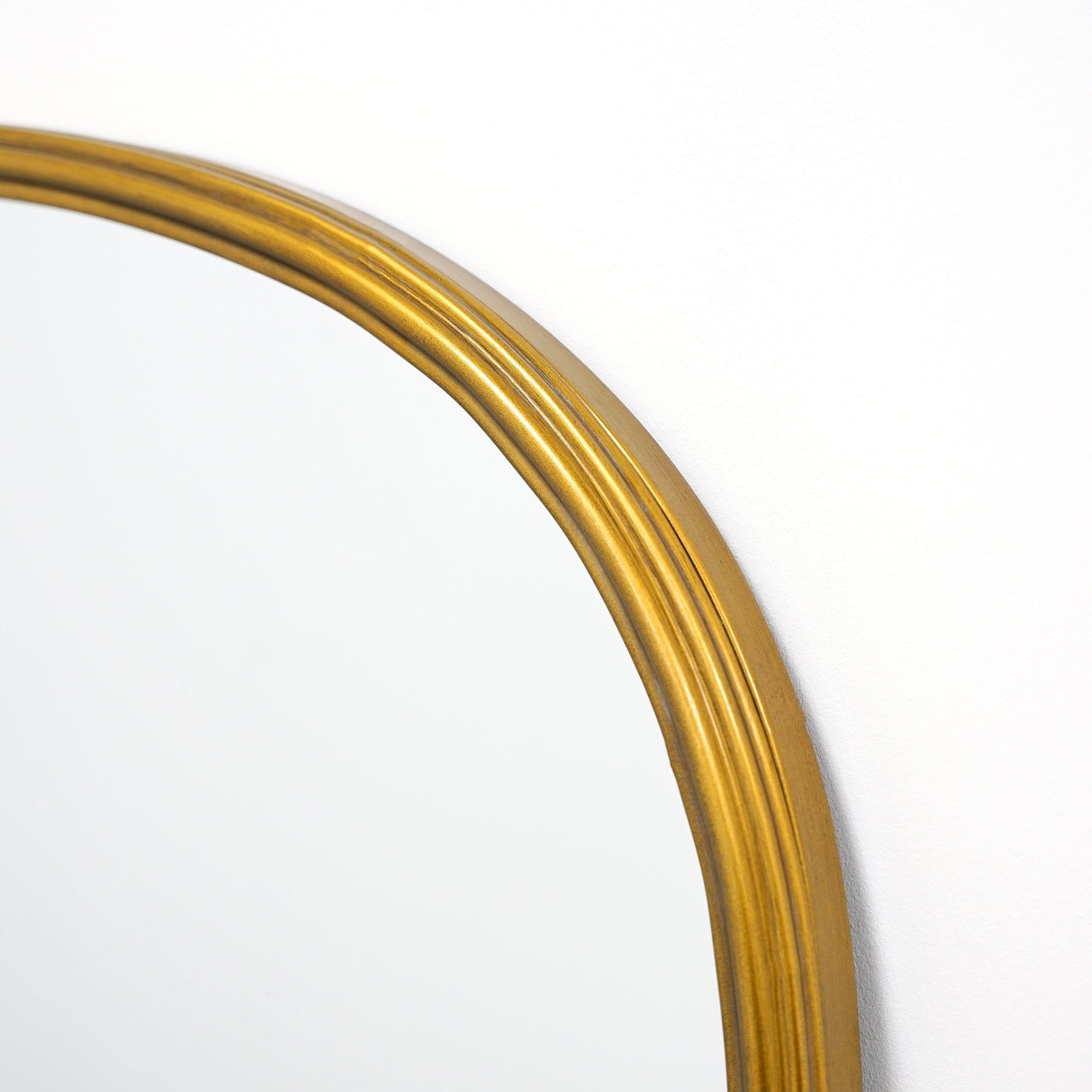 Detail shot Gold Arched Metal Overmantle Mirror arched frame