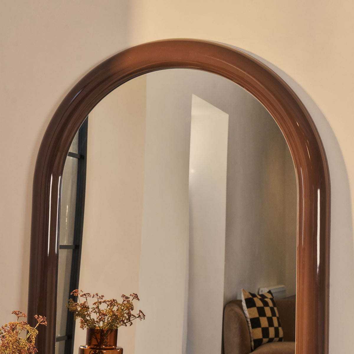 Obsidian - Full Length Arched Chocolate Gloss Extra Large Mirror 200cm x 120cm