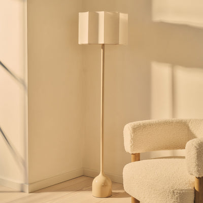 Esme - Beige Gloss Inverted Scallop Shade Floor Lamp