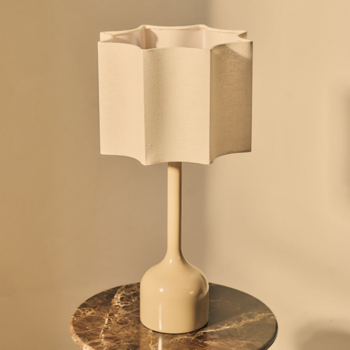 Esme - Beige Gloss Inverted Scallop Shade Table Lamp