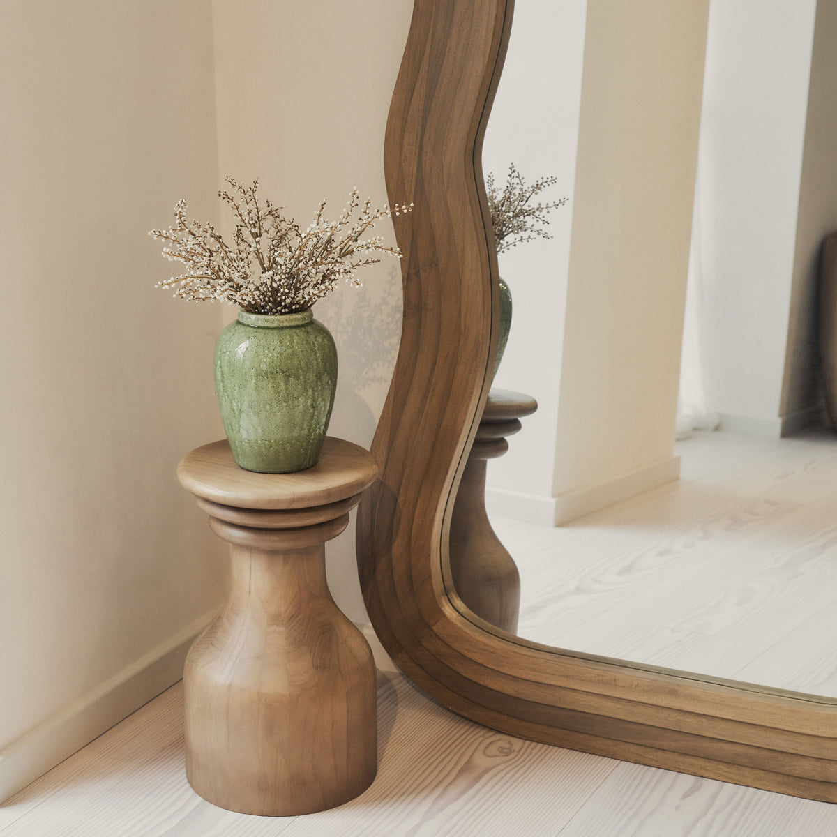 Luciana - Full Length Wave Warm Wood Extra Large Mirror 180cm x 105cm