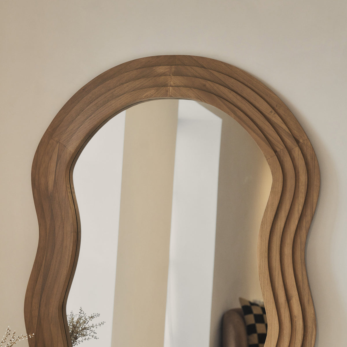 Luciana - Full Length Wave Warm Wood Extra Large Mirror 180cm x 105cm