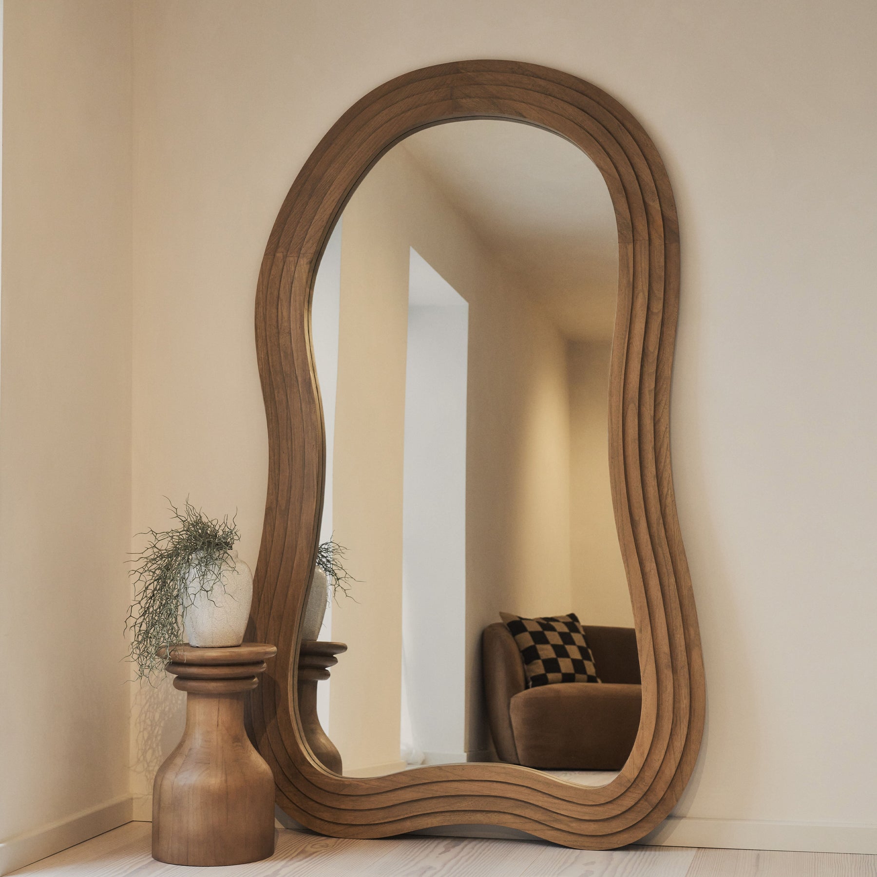 Luciana - Full Length Irregular Warm Wood Extra Large Mirror 200cm x 115cm