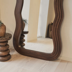 Luciana - Full Length Wave Dark Wood Extra Large Mirror 180cm x 105cm