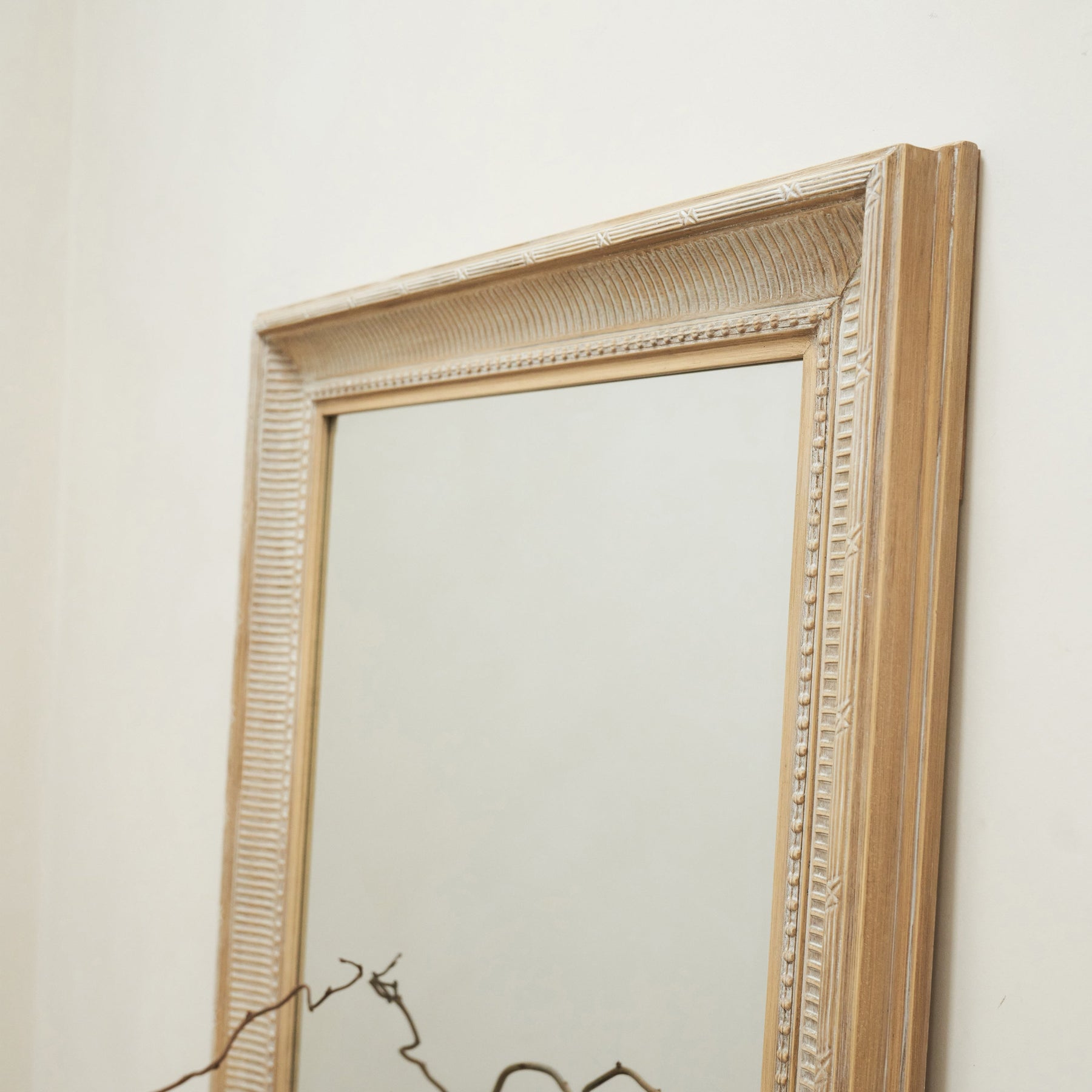 Antoine - Full Length Large White Washed Wood Rectangular Mirror 166cm x 79cm