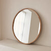 Arden - Large Light Wood Round Wooden Wall Mirror 90cm x 90cm