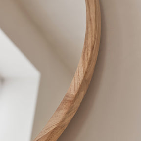 Arden - Light Wood Round Wooden Wall Mirror 70cm x 70cm