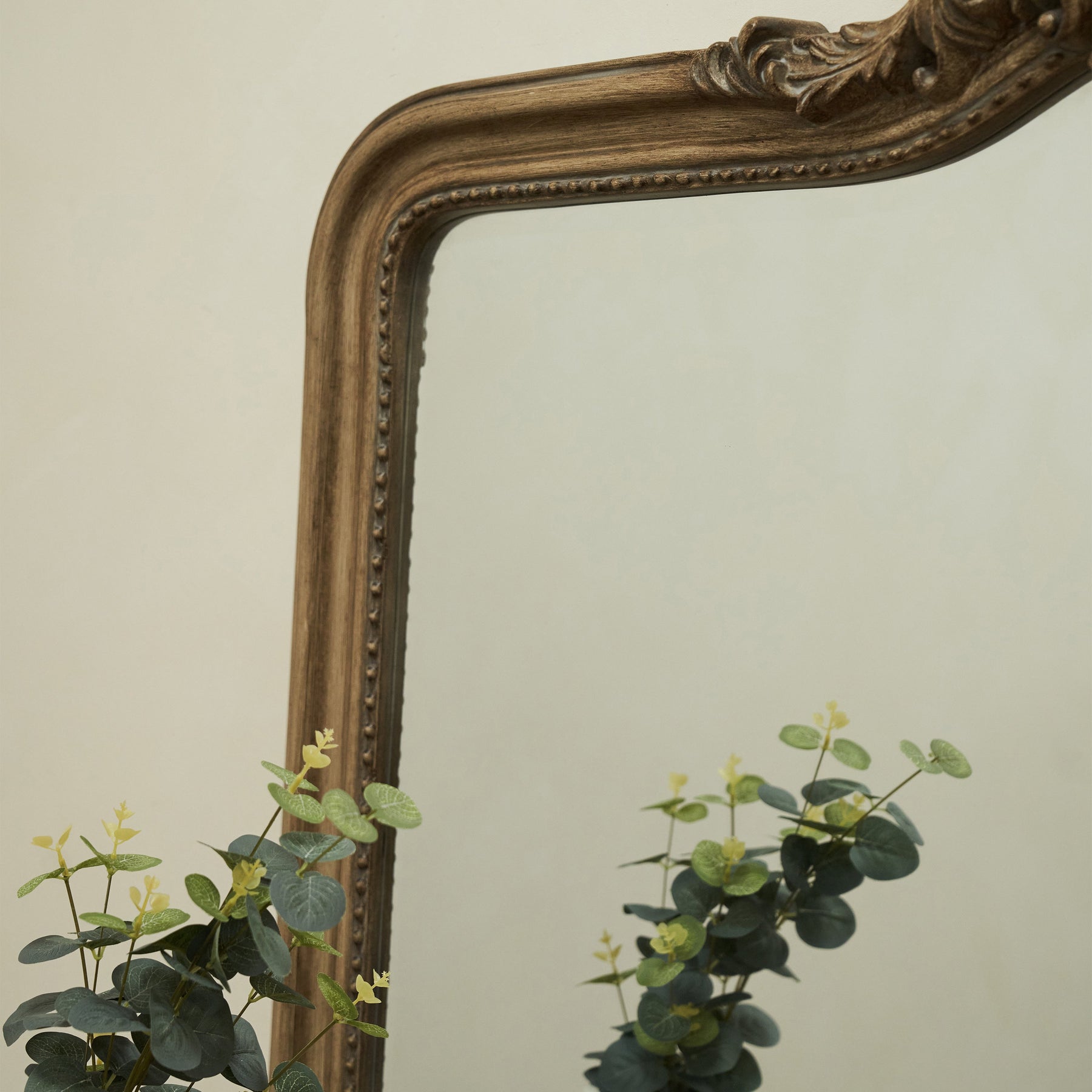 James - Large Washed Wood Arched Overmantle Mirror 113cm x 100cm