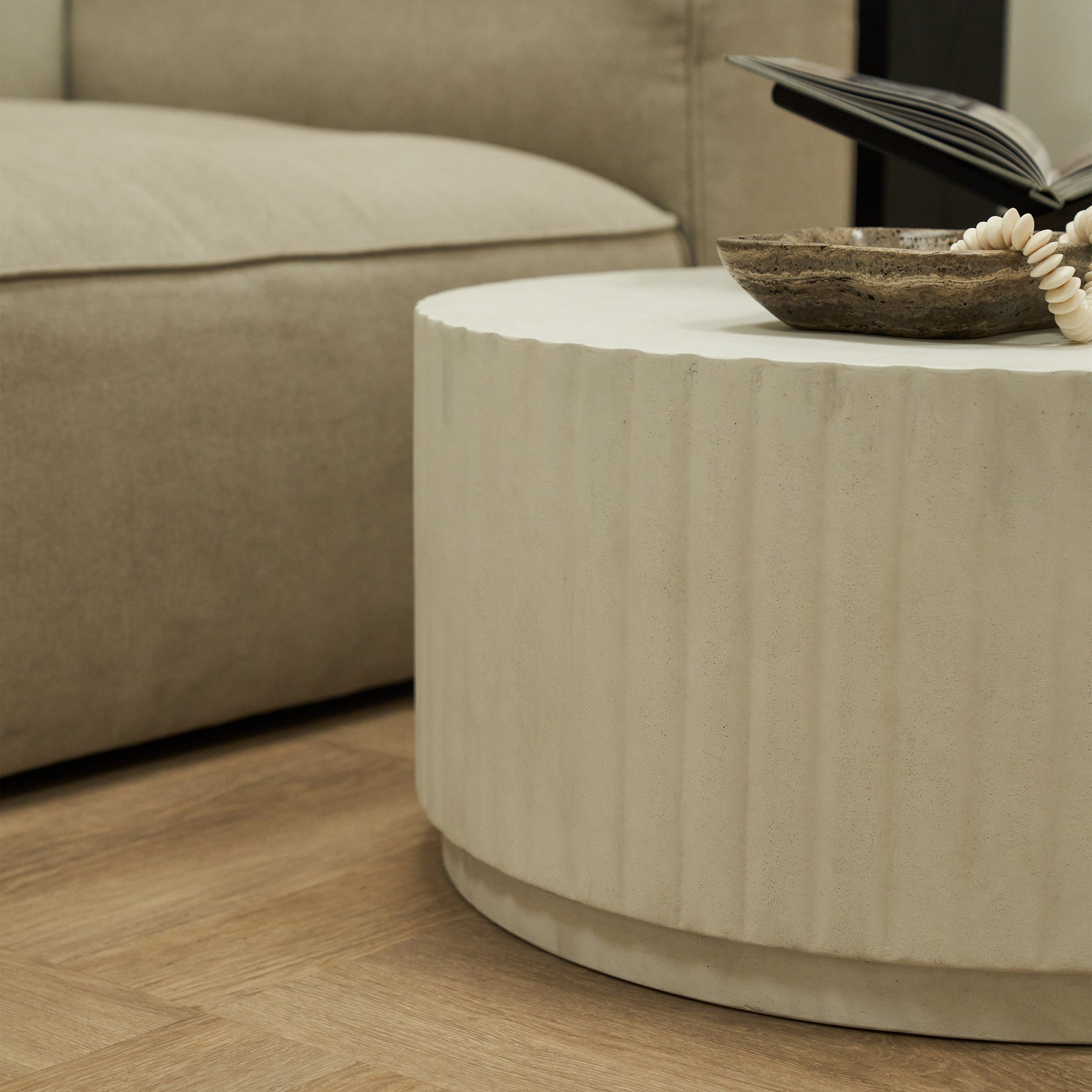 Massimo - Minimal Concrete Ribbed Coffee Table Large