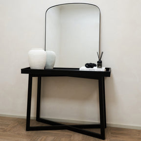 Bowness - Black Contemporary Arched Metal Wall Mirror 90cm x 75cm