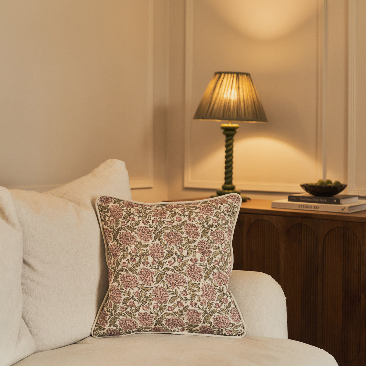 Erisha - Rose Printed Fabric Cushion