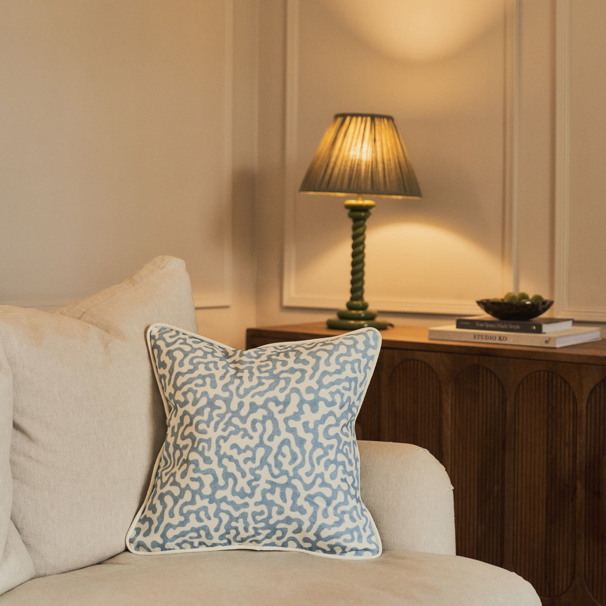 Pakko - Blue Printed Fabric Cushion