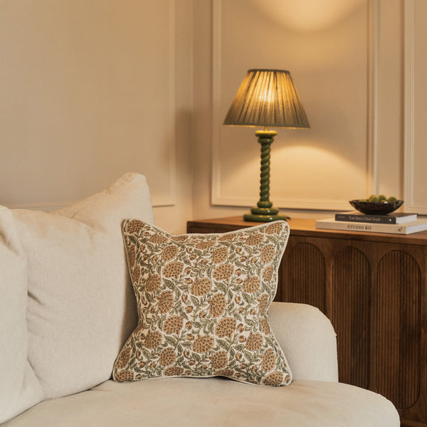 Erisha - Ochre Printed Fabric Cushion