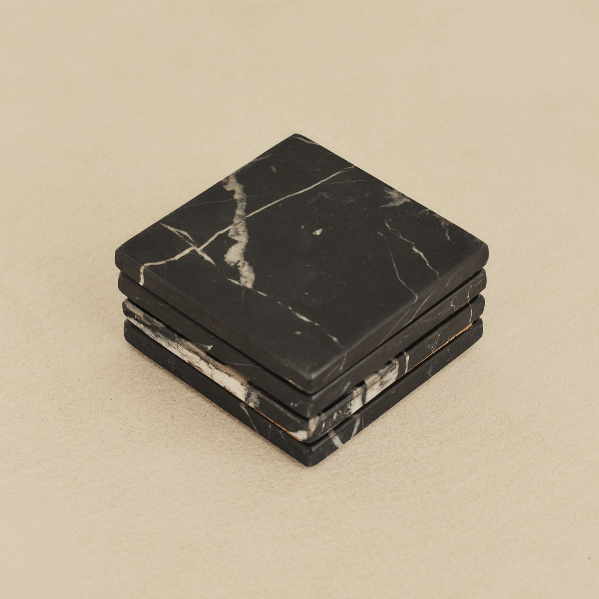 Marbelle - Black Marble Coasters Set of 4 Square