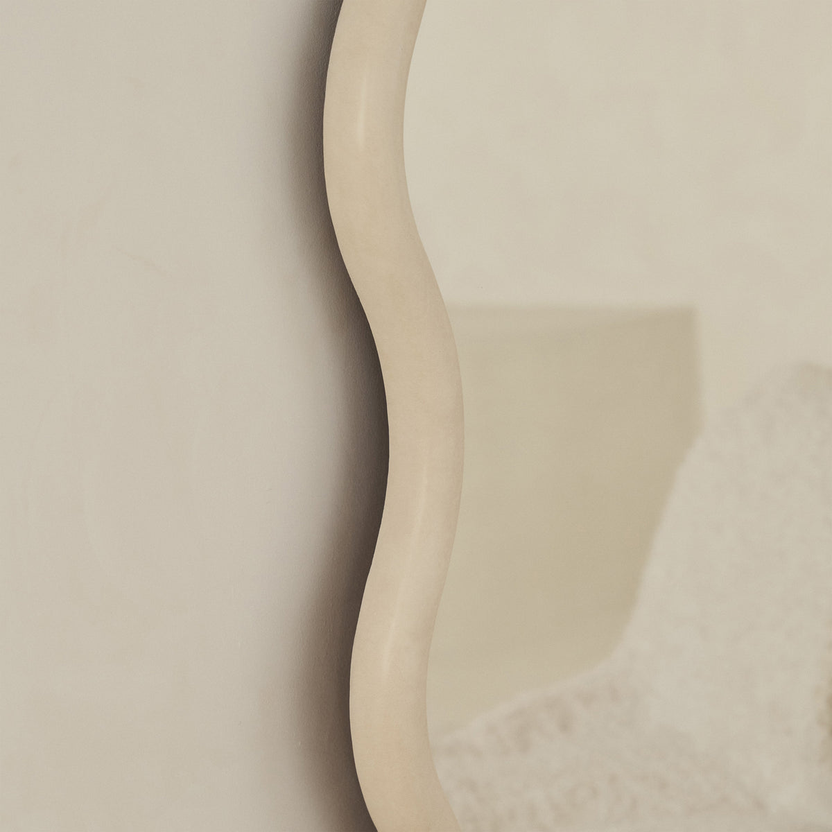 Detail shot of Large Full Length Concrete Wave Mirror rippled frame
