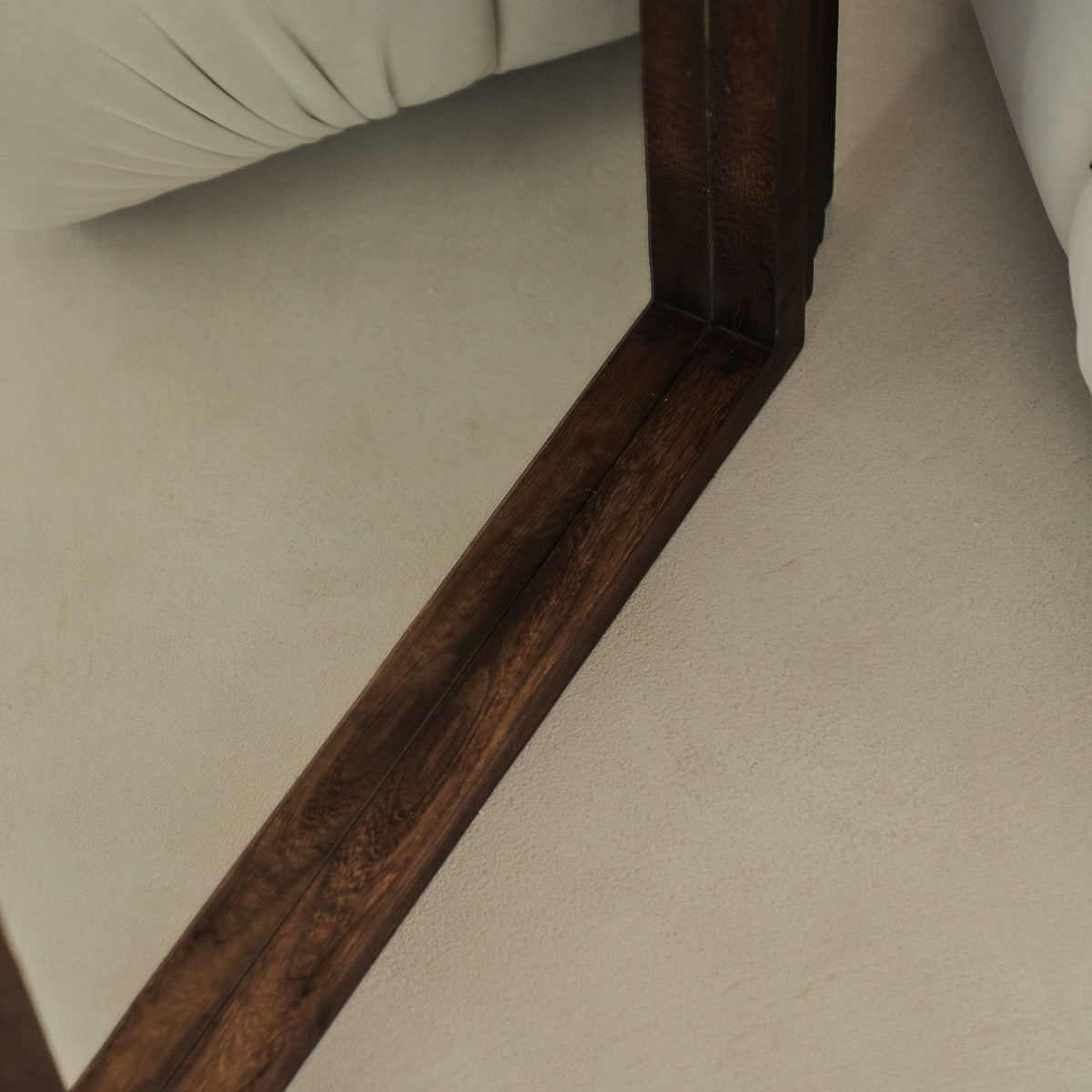 Detail shot of Full Length Arched Charred Wood Mirror corner