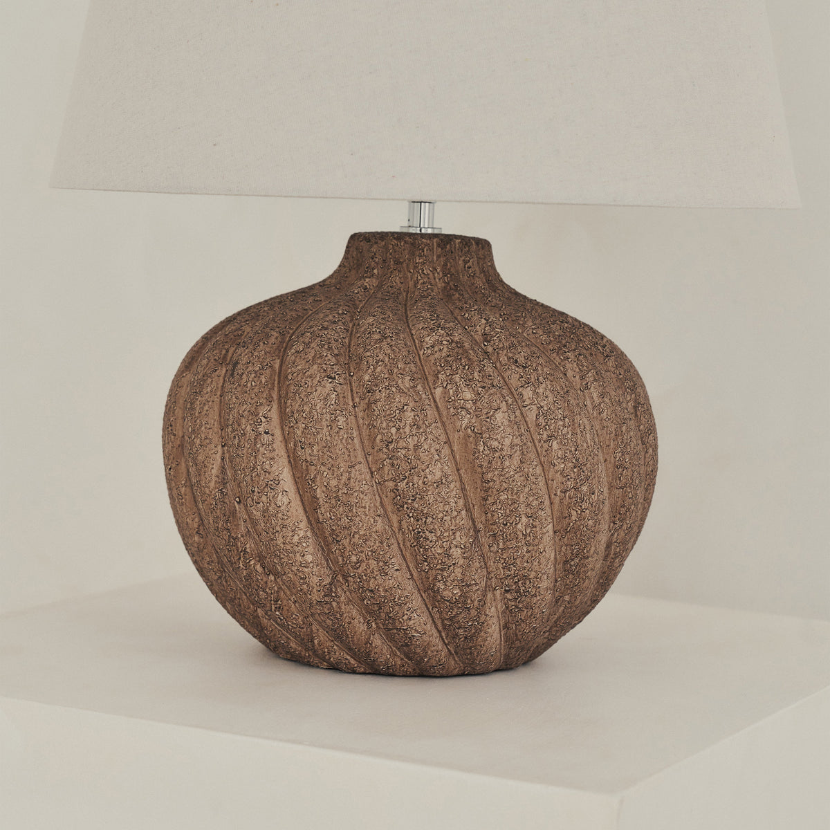 Caprera - Brown Textured Ceramic Drum Shade Table Lamp