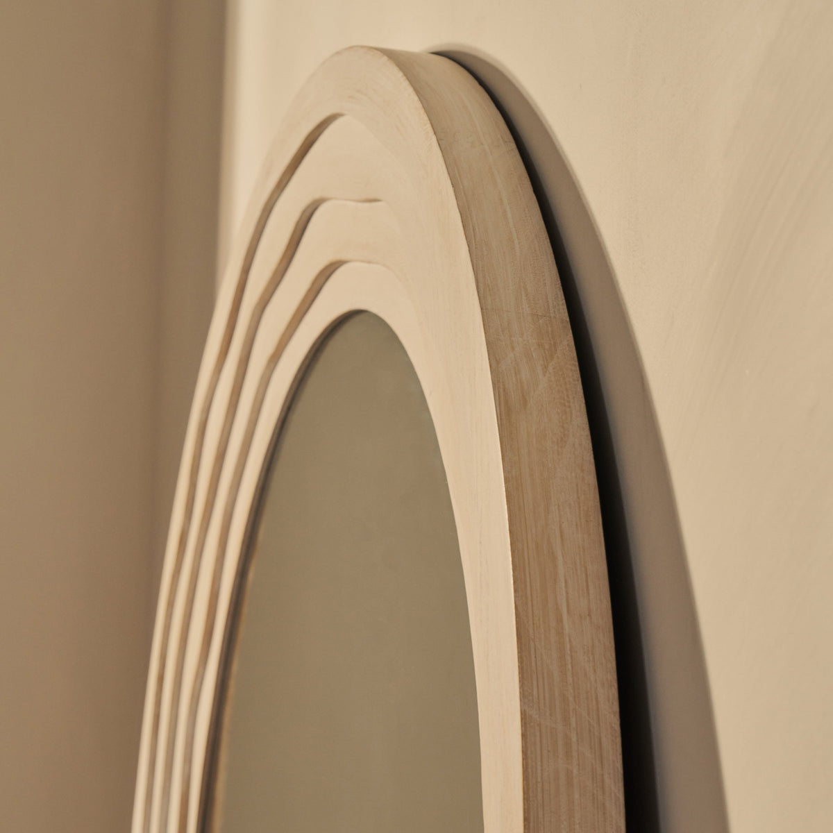 Lucelle - Extra Large Full Length White Washed Wood Arched Mirror 180cm x 120cm