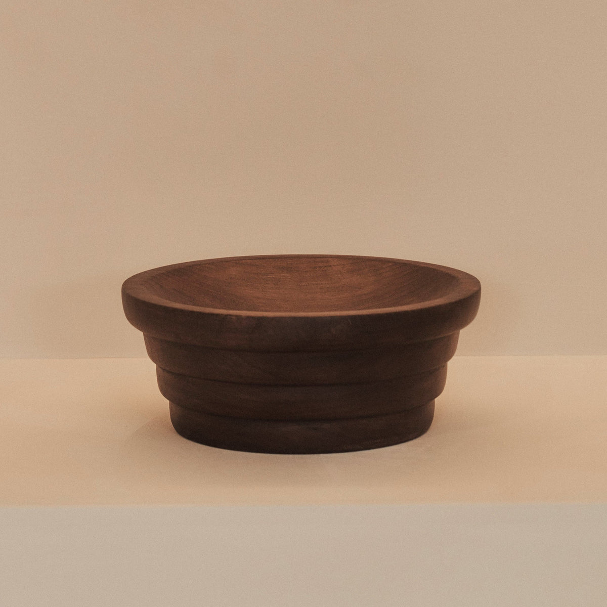 Luciana - Dark Wood Ribbed Bowl 25cm