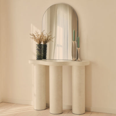 Savanna - Large Concrete Curved Wooden Console Table