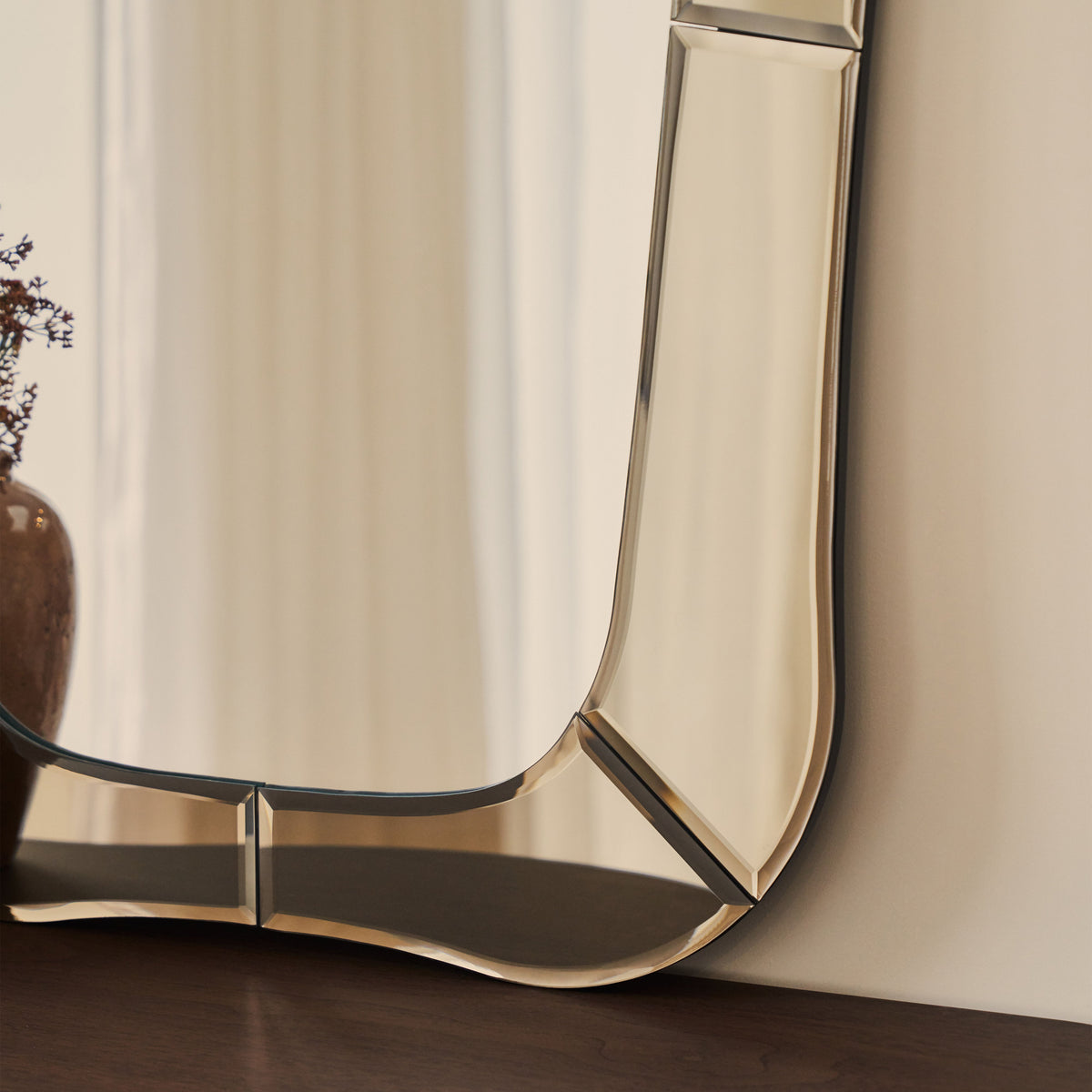 Florence - Bronze Bevelled Edge Art Deco Overmantle Mirror 90cm x 70cm