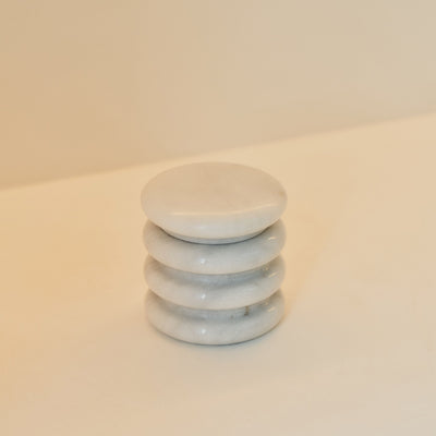 Varella - White Marble Ribbed Decorative Storage Jar