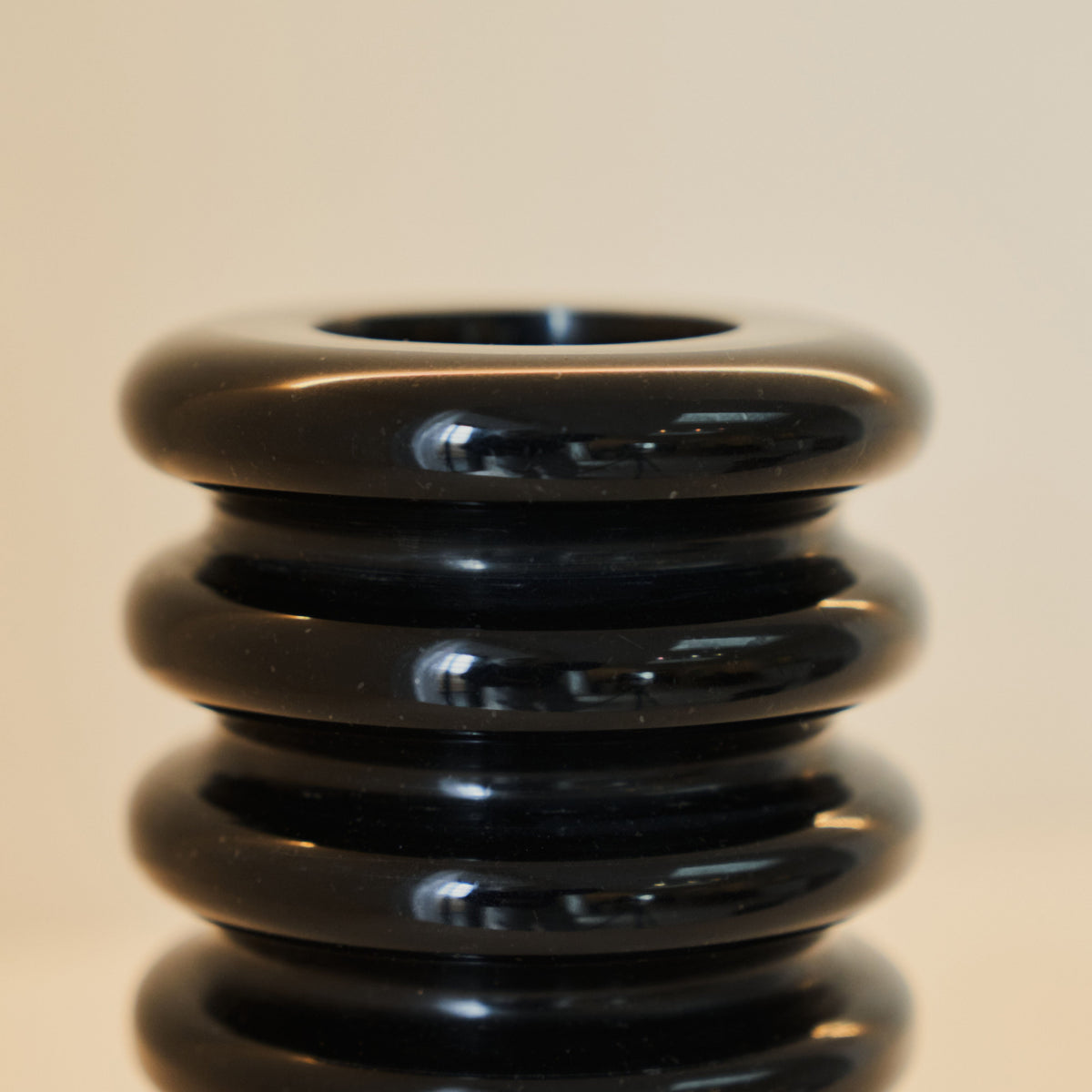 Varella - Black Marble Ribbed Decorative Vase 15cm