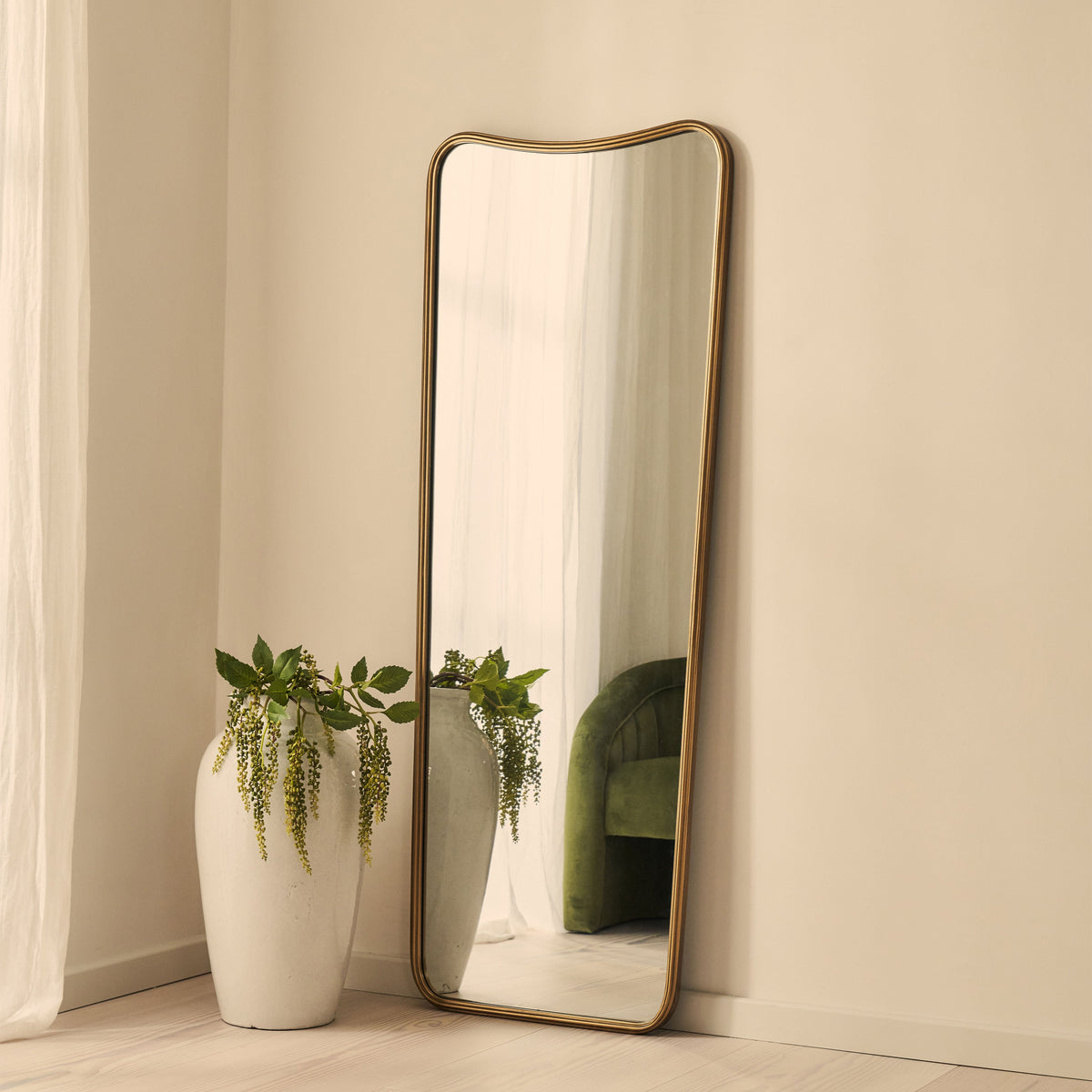Louis - Gold Full Length Curved Metal Mirror 160cm x 60cm