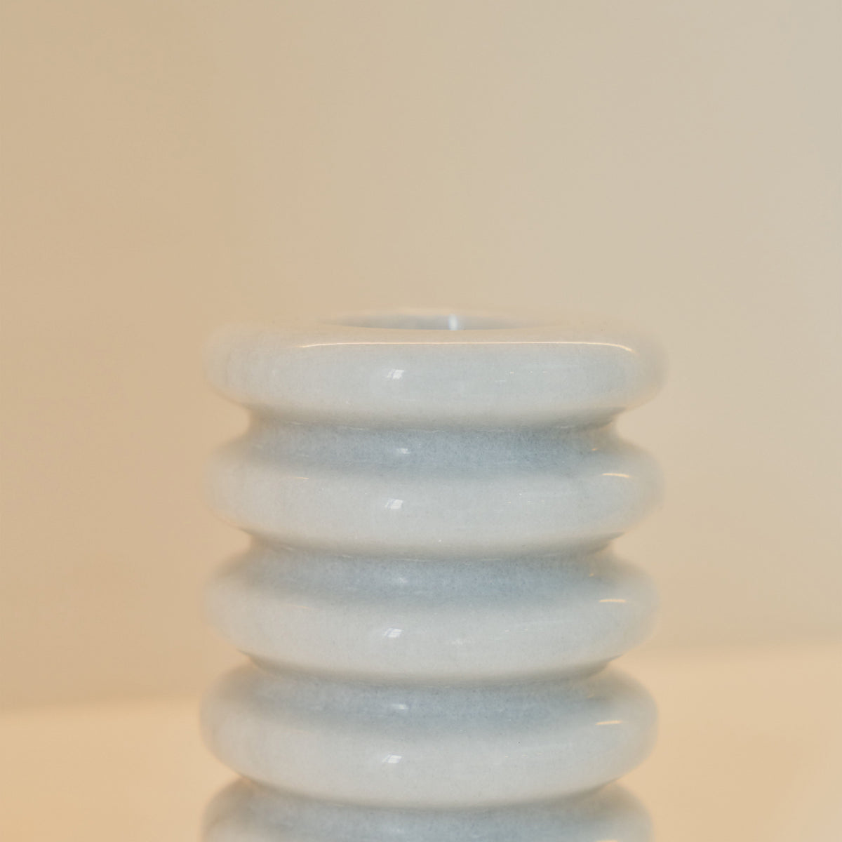 Varella - White Marble Ribbed Decorative Vase 15cm