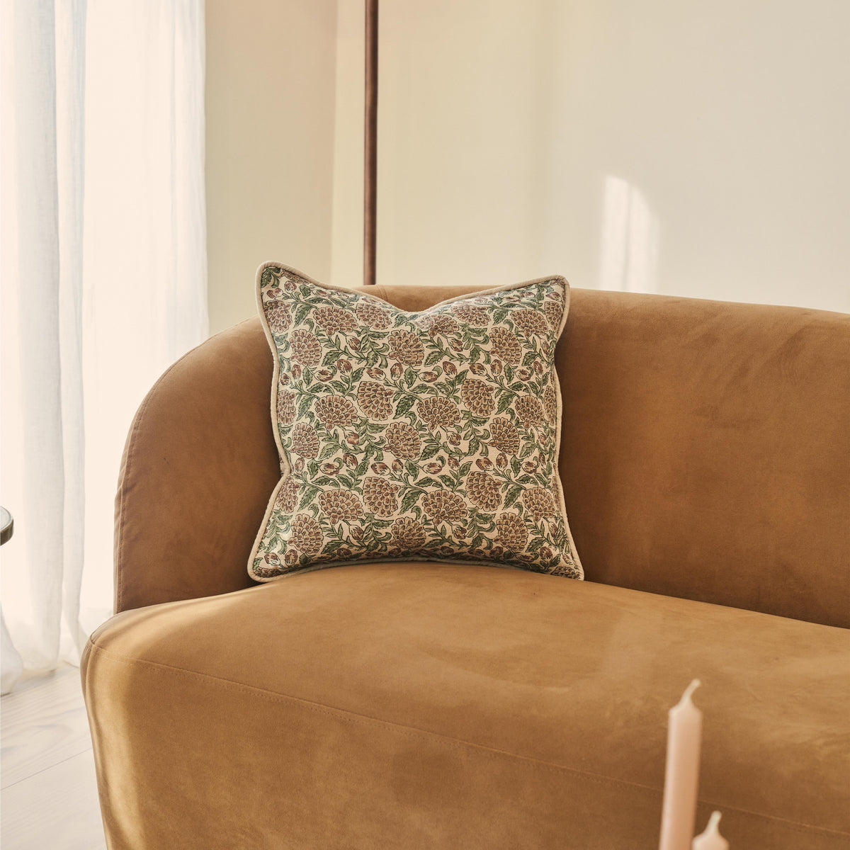 Erisha - Teal Printed Fabric Cushion