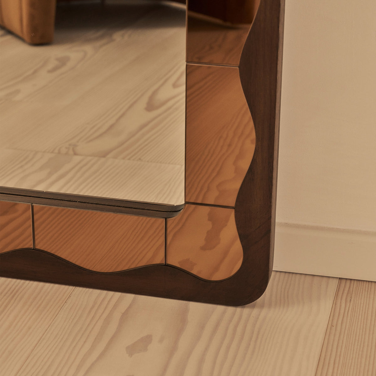 Mirella - Full Length Dark Wood Arched Wooden Mirror 182cm x 105cm