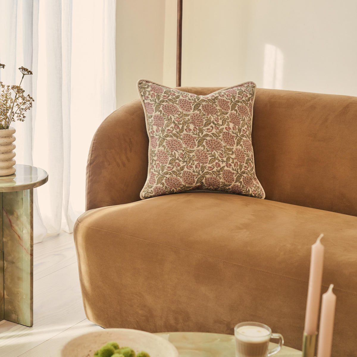 Erisha - Rose Printed Fabric Cushion