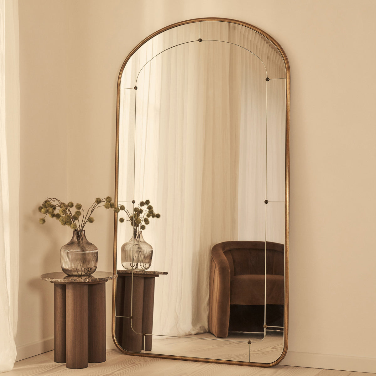 Venosa - Full Length Gold Arched Metal Mirror 180cm x 100cm