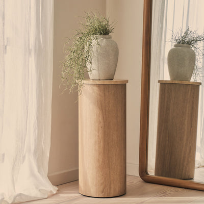 Madison - Beige Travertine Round Washed Wood Plinth