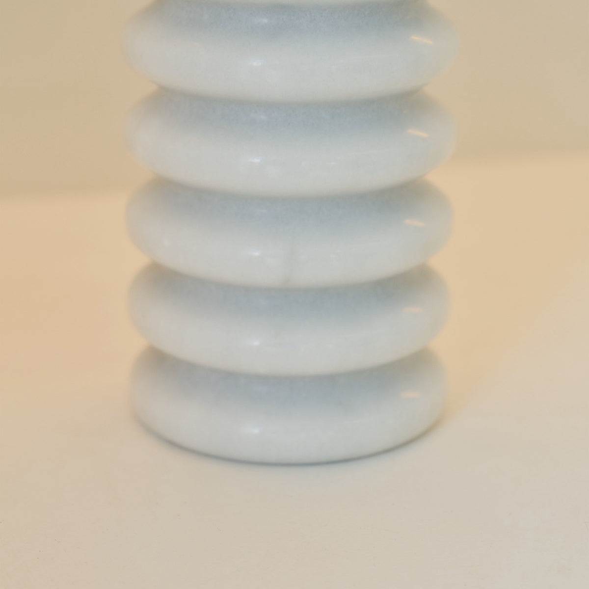 Varella - Large White Marble Ribbed Decorative Vase 25cm