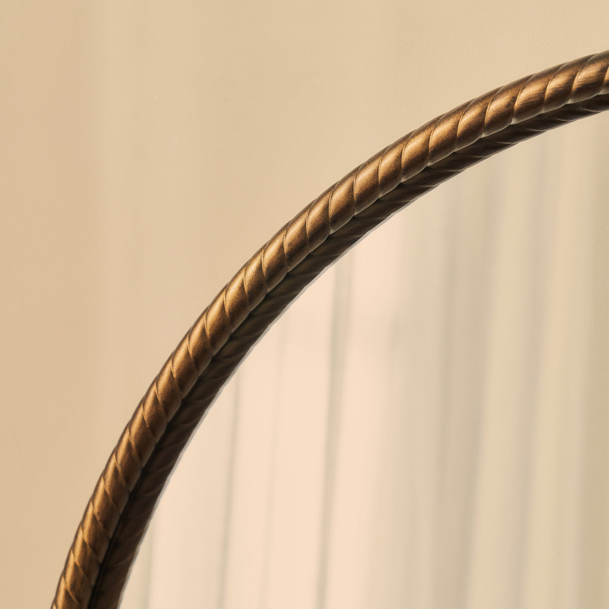 Corra - Antique Bronze Rope Twist Round Metal Wall Mirror 90cm x 90cm