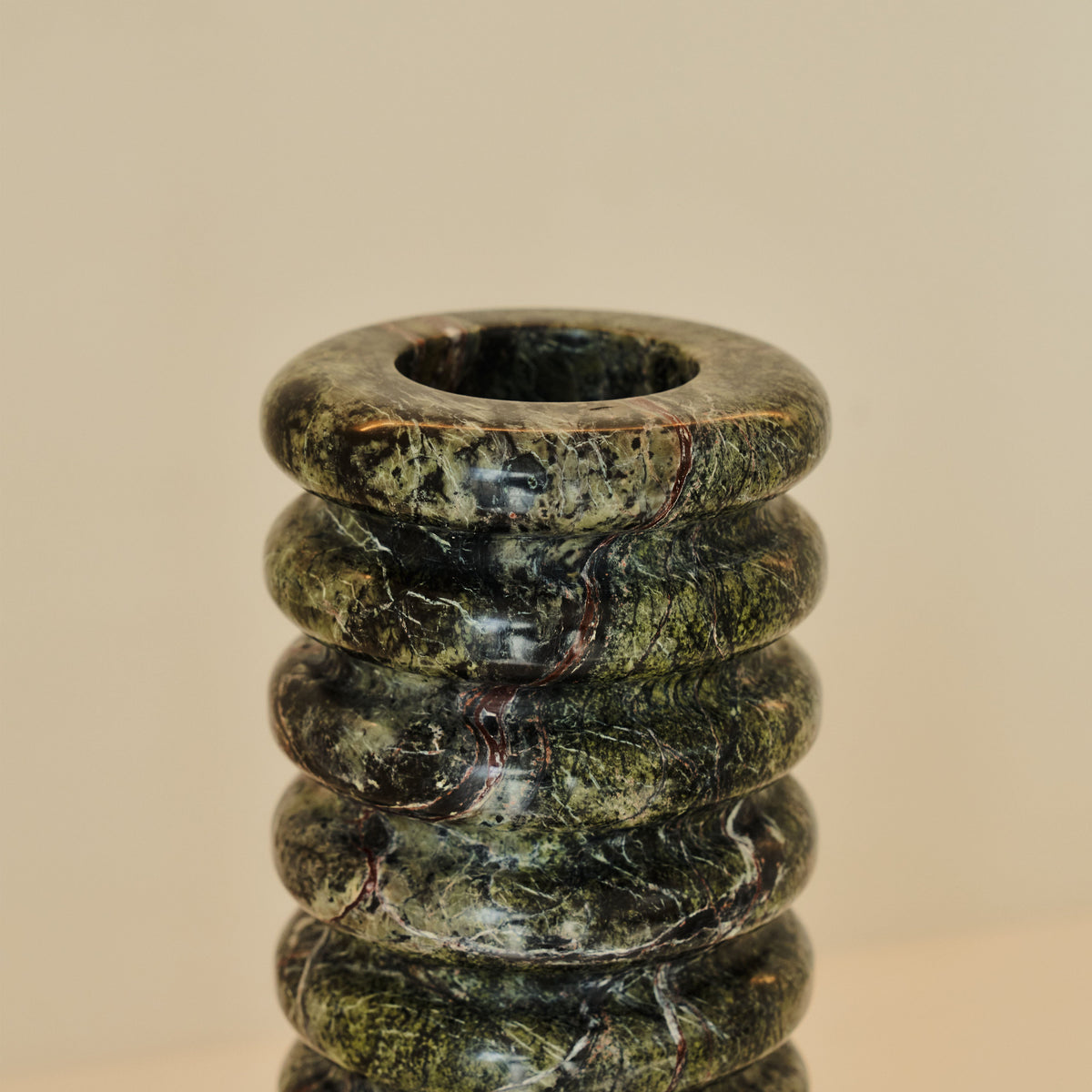 Varella - Large Green Marble Ribbed Decorative Vase 25cm