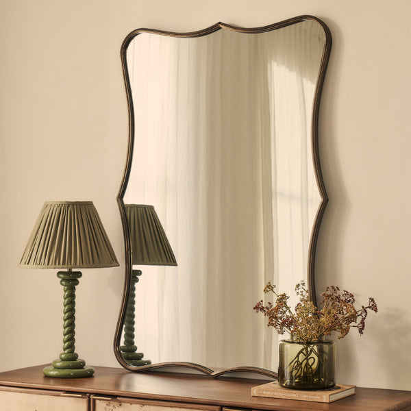 Elise - Antique Bronze Art Deco Metal Overmantle Mirror 120cm x 80cm